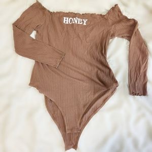 NWOT Shein Curve 1XL Tan "Honey" Bodysuit Onesie